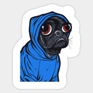 Black Pug Hoodie Sticker